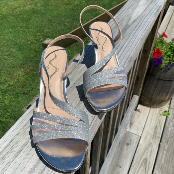 Nina Silver Sparkly High Heels - Picture 2 of 8